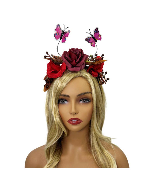 Adult Butterfly Flower Headband Día de Muertos Halloween Costume Accessories