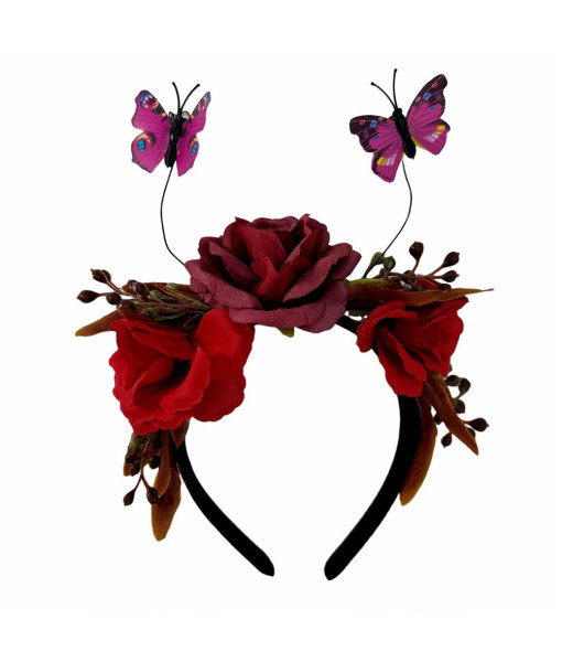 Adult Butterfly Flower Headband Día de Muertos Halloween Costume Accessories