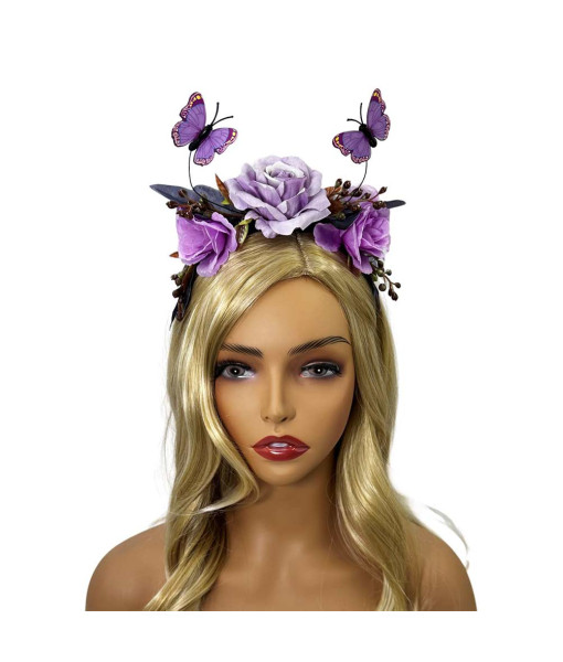 Adult Butterfly Flower Headband Día de Muertos Halloween Costume Accessories