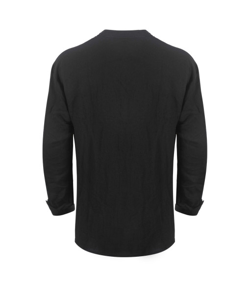 Adult Black Medieval Cotton and Linen Long Sleeve Shirt