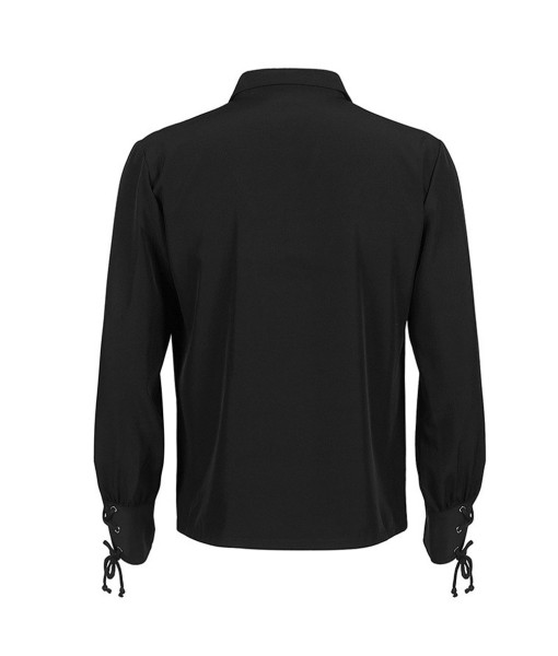 Adult Black Medieval Renaissance Tie Shirt Halloween Stage Costume