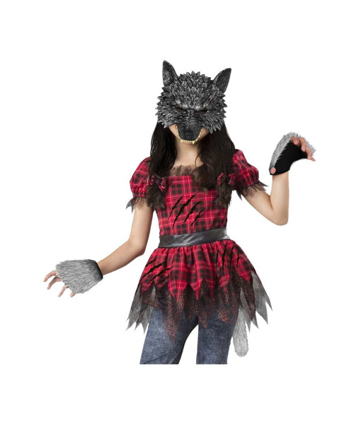 Grey Wolf Mask Gloves Tail Set Masquerade Party Halloween Cosplay Costume