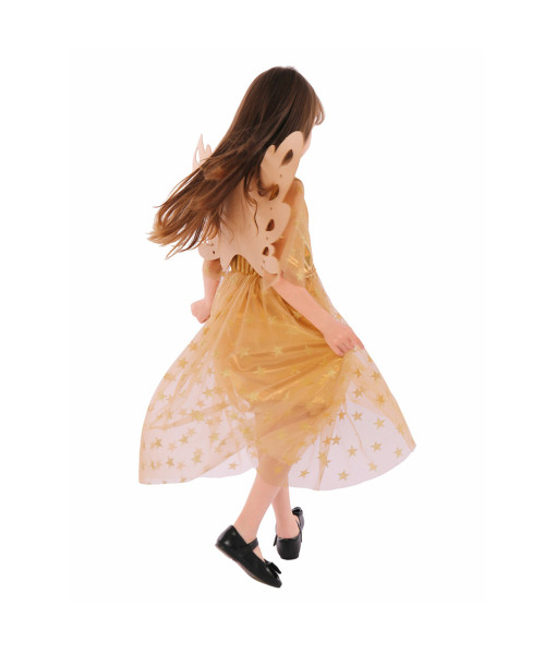 Kids Children Golden Dress Elf Fairy Halloween Cosplay Costume