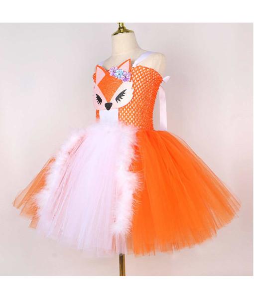 Kids Children Orange Tutu Skirt Fox Halloween Cosplay Costume