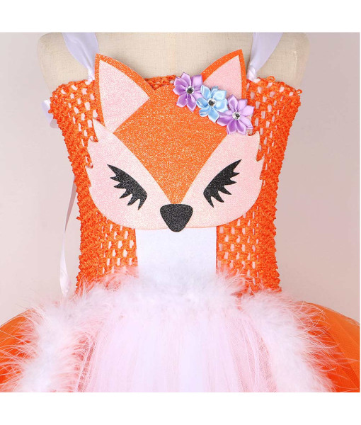 Kids Children Orange Tutu Skirt Fox Halloween Cosplay Costume