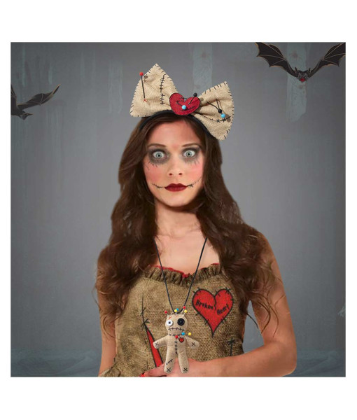 Woodoo Doll Necklace Headband Halloween Cosplay Costume Accessories