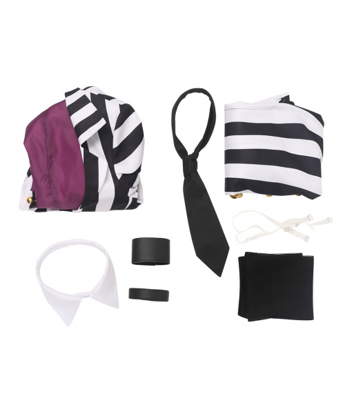 Women Black White Stripe Sexy Outfit Halloween Cosplay Costume