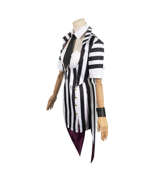 Women Black White Stripe Sexy Outfit Halloween Cosplay Costume