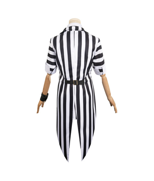 Women Black White Stripe Sexy Outfit Halloween Cosplay Costume