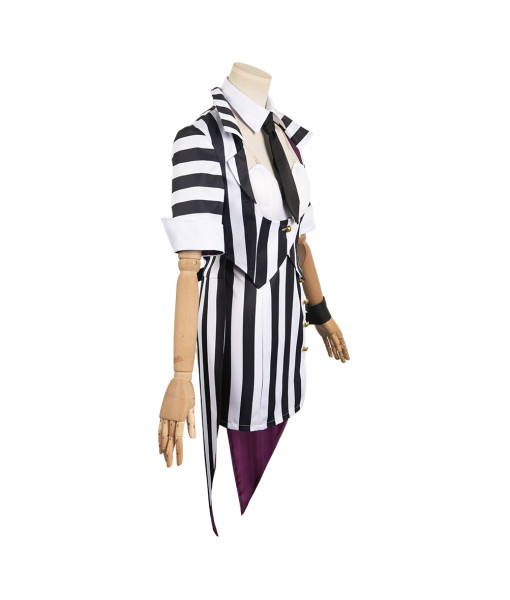 Women Black White Stripe Sexy Outfit Halloween Cosplay Costume