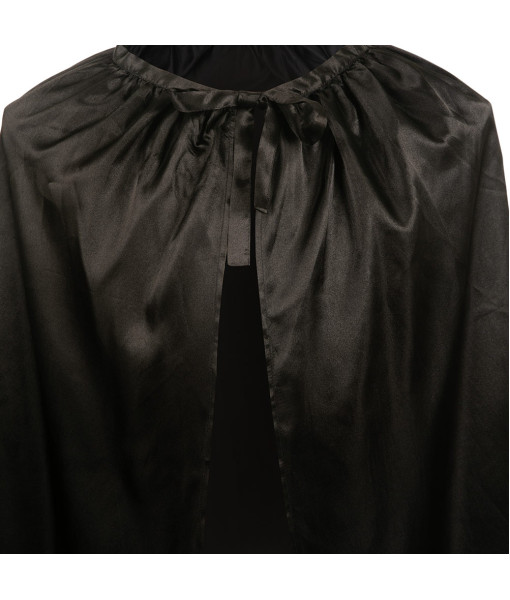 Adult Black Satin Cape Dark Knight Fantasy Cosplay Halloween Costume