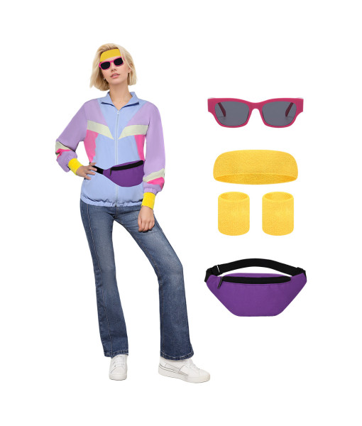 1980s Pink Sportswear 6Pcs Outfit Women Halloween Costume