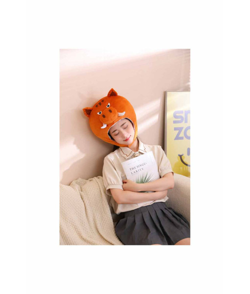 Adult Funny Orange Boar Head Hat Halloween Costume Accessories