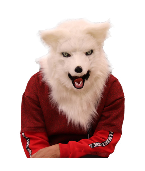 Adult Furry Fox Fullhead Plush Mask Realistic Movable Mouth Halloween Party Costume Accessories