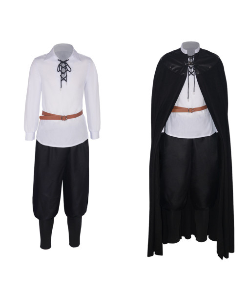 Adult Medieval Black Clock Shirt Set Knight Fantasy Cosplay Halloween Costume