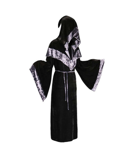 Adult Sorcerer Gold Welvet Hooded Robe Fantasy Cosplay Halloween Costume