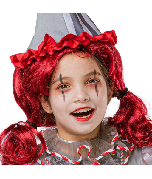 Kids Children Red Hair Horror Clown Outfit Halloween Costume