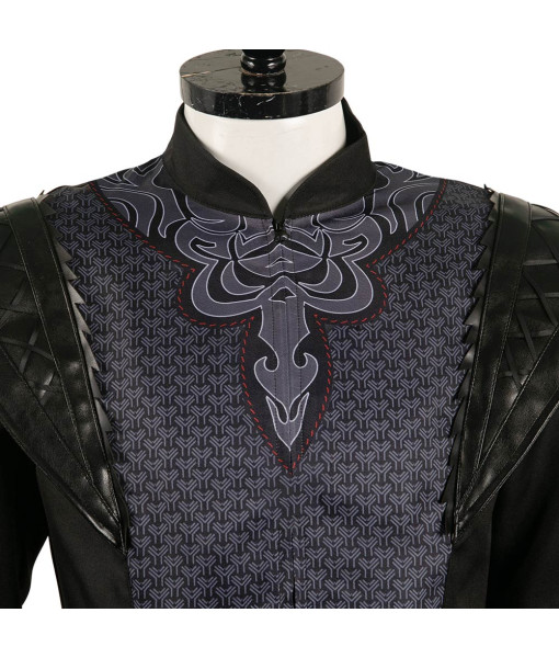 Men Medieval Leather Black Outfit Fantasy Dragon Prince Halloween Cosplay Costume