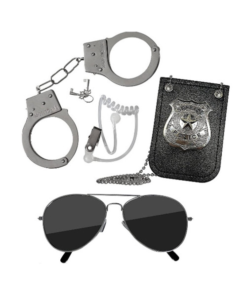 Sexy Police Baton Handcuffs Badge Sunglasses 4Pcs Halloween Cosplay Costume Accessories