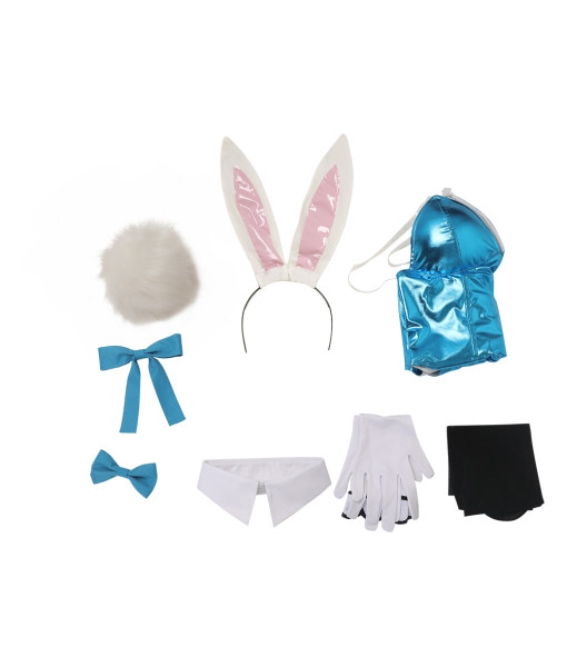 Women Blue Bunny Girl Outfit Sexy Lingerie Halloween Cosplay Costume