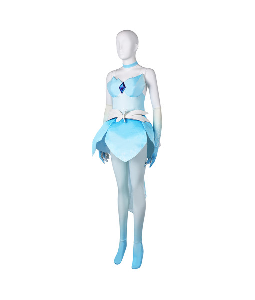 Women Ice Skater Princess Blue Outfit Halloween Cosplay Costume