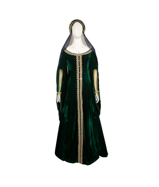 Women Medieval Dark Green Suit Fantasy World Queen Halloween Cosplay Costume