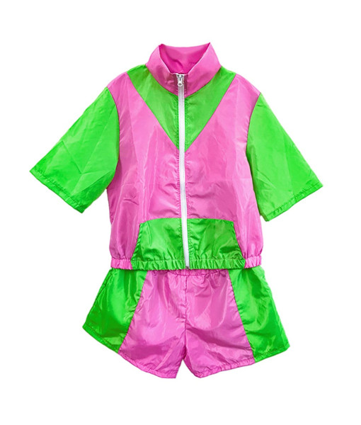 1980s Hip-Hop Retro Short Sportswear 2Pcs Suit Women Halloween Cotume