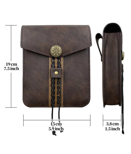 Medieval Nordic Viking Style Retro Leather Buckle Square Bag Halloween Cosplay Costume Accessories