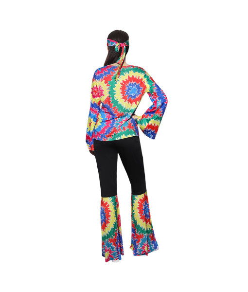 1970s Hippie Retro Jumpsuit 7Pcs Set Women Halloween Costume