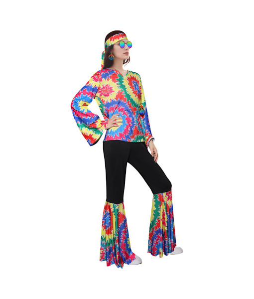 1970s Hippie Retro Jumpsuit 7Pcs Set Women Halloween Costume