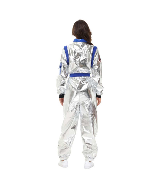 Women Wihte Color Strip  Astronaut Jumpsuit Halloween Performance Stage Cosplay Costume