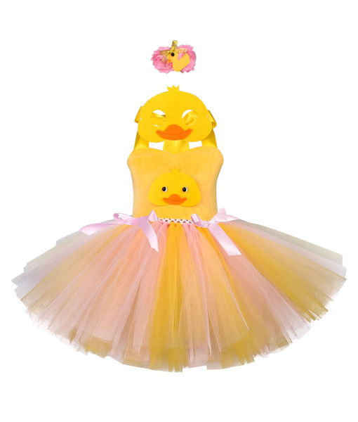 Kids Children Girl Yellow Duck Tutu Skirt Halloween Costume