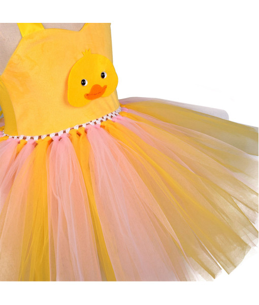 Kids Children Girl Yellow Duck Tutu Skirt Halloween Costume