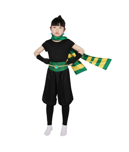 Kids Children Green Ninja Outfit Halloween Cosplay Costume