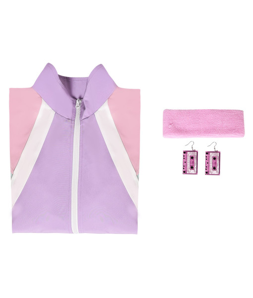 Women 80s Retro Hip-Hop Jacket Pink 3Pcs Outfit Halloween Cosplay Costume