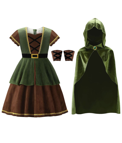 Women Medieval Archer Skirt Cape Suit Halloween Cosplay Costume