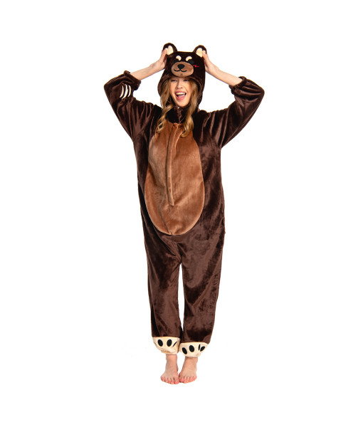 Adult Animal Series Onesie Brown Bear Pajamas Halloween Costume