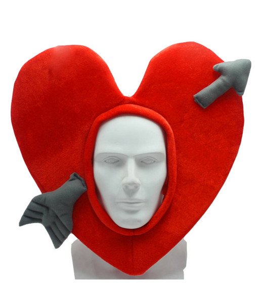 Adult Cartoon Heart Plush Headgear Funny Cupid Arrow Warm Hat Costume Accessories