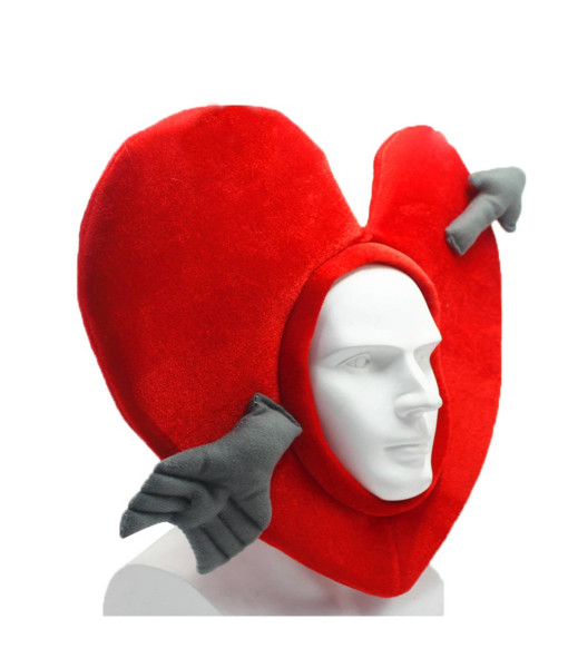 Adult Cartoon Heart Plush Headgear Funny Cupid Arrow Warm Hat Costume Accessories