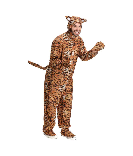 Adult Onesie Outfit Animal Tiger One Piece Halloween Cosplay Costume