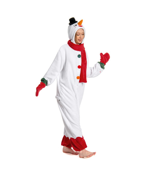 Adult Snowman Pajamas One Piece Jumpsuit Halloween Christmas Cosplay Costume