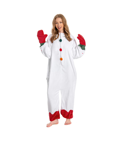 Adult Snowman Pajamas One Piece Jumpsuit Halloween Christmas Cosplay Costume