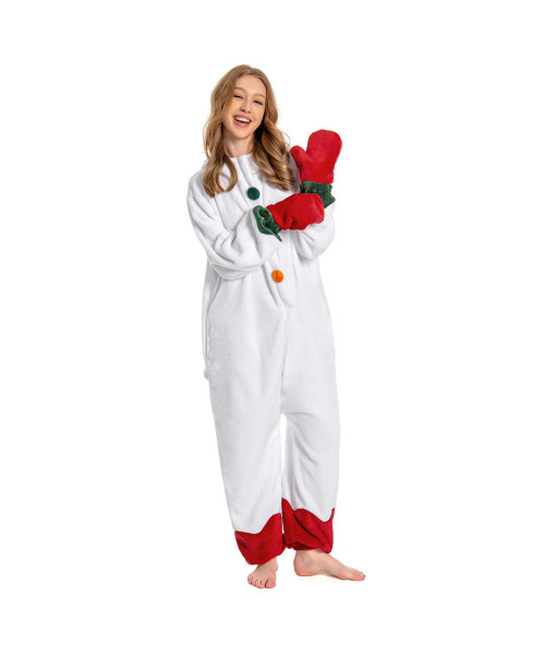 Adult Snowman Pajamas One Piece Jumpsuit Halloween Christmas Cosplay Costume