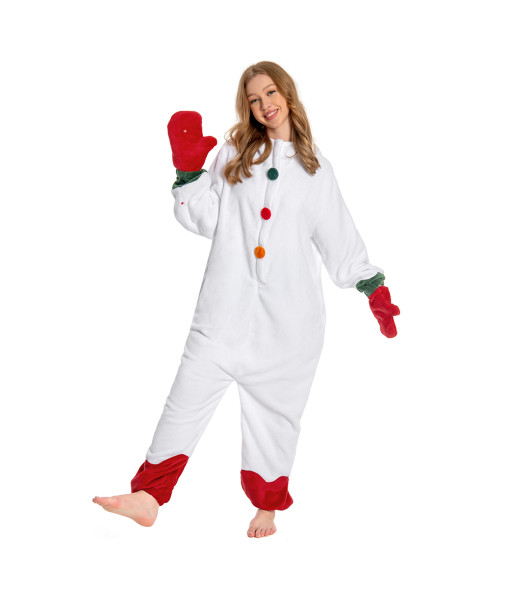 Adult Snowman Pajamas One Piece Jumpsuit Halloween Christmas Cosplay Costume