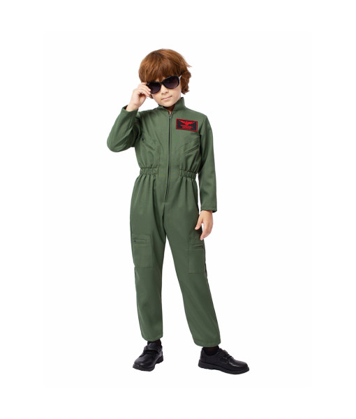 Kids Children Professional Jet Pilot One Piece Jumpsuit Halloween Cosplay Costume