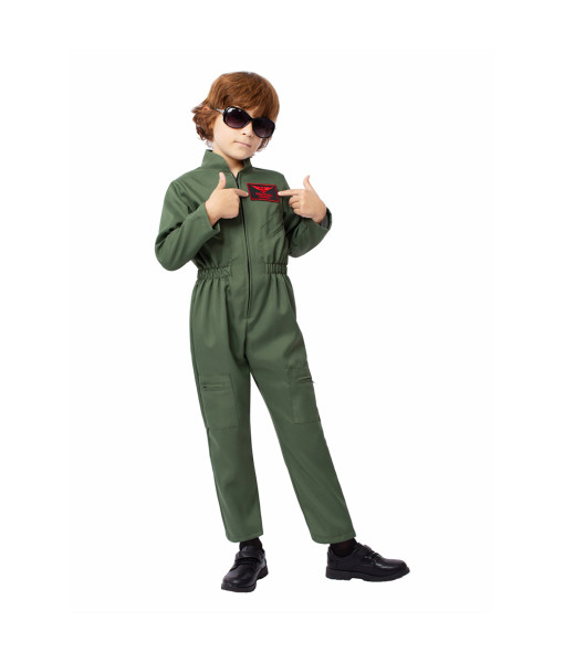Kids Children Professional Jet Pilot One Piece Jumpsuit Halloween Cosplay Costume