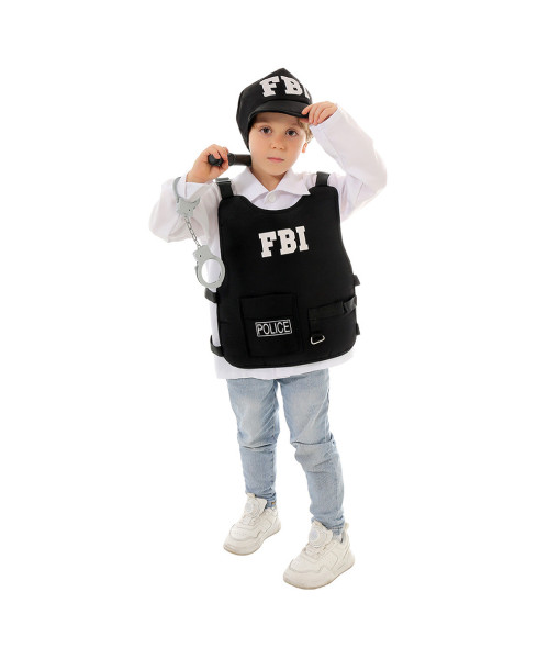 Kids Children Professional Police Vest FBI Halloween Cosplay Costume