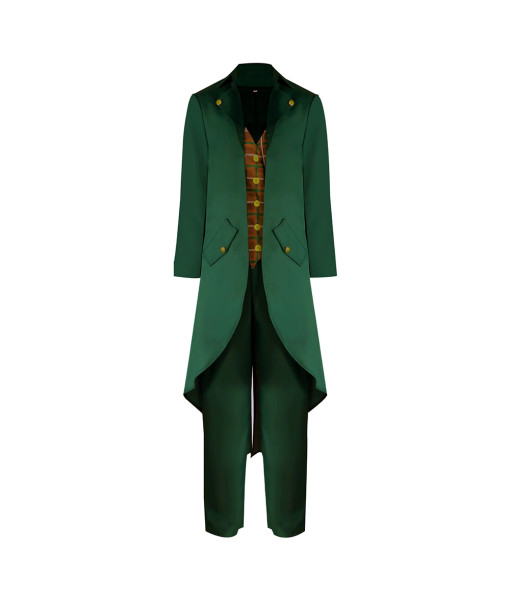 Men Steam Punk Dark Green Formal Tuxedo Magician Halloween Cosplay Costume