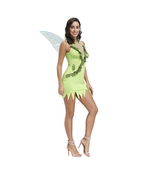 Women Green Dress Little Fairy Halloween Costume