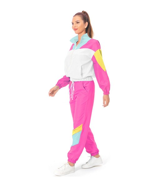 1980s Hip-Hop Pink Tracksuit Outfits Women Halloween Costume